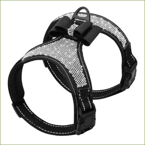 Harnais décoratif pour petit chien avec verroterie - Noir / L