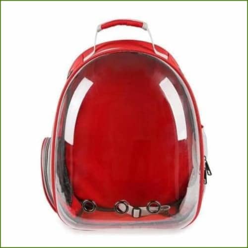 Sac à dos transparent pour le transport de chien ou chat rouge