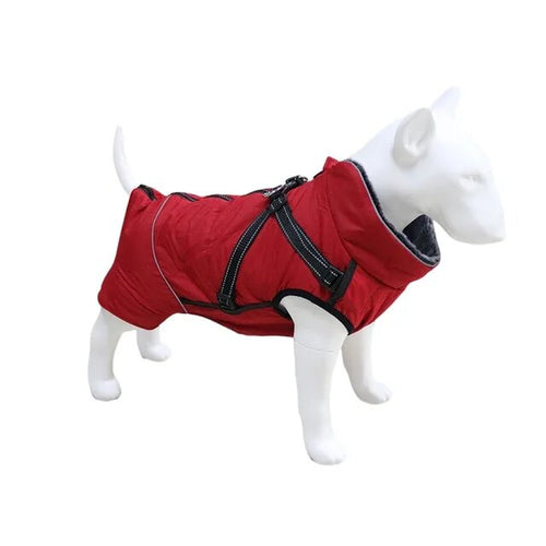Veste imperméable pour grand chien avec harnais intégré, pensée pour la traction