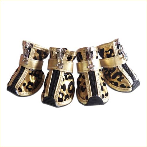 Bottines antidérapantes canines - Motif Léopard Or / 1