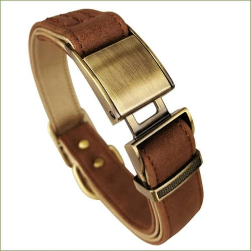 Collier rembourré pour chien en cuir vue de dessus