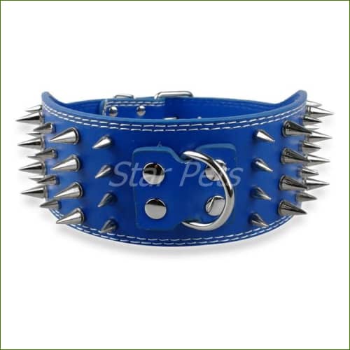 Collier Large Pilo 7.5Cm Avec Pointes Décoratives Bleu / M