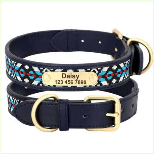 Colliers Gravés Pour animaux de compagnie Motifs Ethniques Bleu Nuit / Xl
