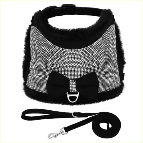 Harnais animaux avec Strass Noir / Xs