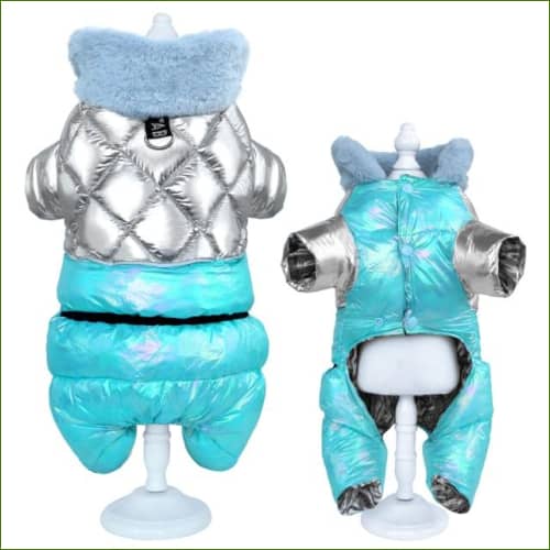 manteau épais pour animal de compagnie Avec Col En Fourrure Bleu / S