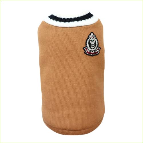 Pull Col En V Style Collège Avec Écusson Jaune / Xs Pull Pour Chien