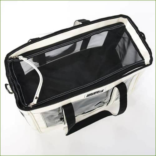 Sac bandoulière pour petit chien ou chat coloré et cosy - vue de dessus