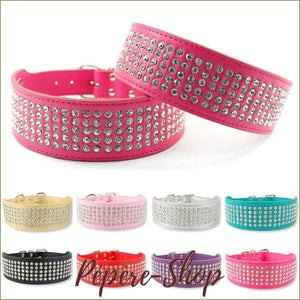 Collier strass en cuir bling bling, de luxe