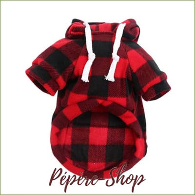 Pull Petits Chiens À Carreaux Avec Capuche Intégrée